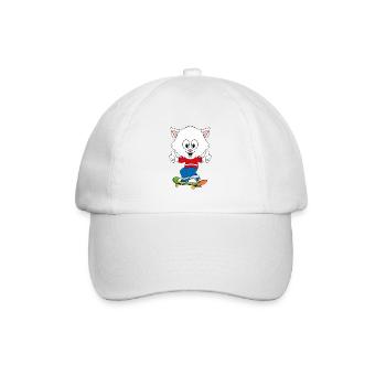 SKATEBOARD - KATZE - SPORT - TIER - KIND - BABY - Baseballkappe - Weiß/Weiß - Vorne