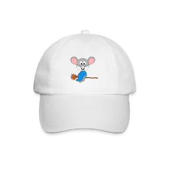 MAUS - HEXE - HEXENBESEN - HALLOWEEN - BABY - Baseballkappe - Weiß/Weiß - Vorne