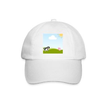 Kuh und Schwein spielen in der Sonne| Kindermerch - Baseballkappe - Weiß/Weiß - Vorne