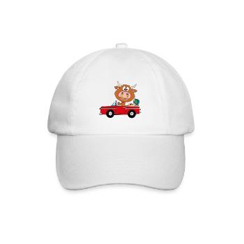 BULLE - RIND - STIER - KUH - WELTENBUMMLER - AUTO - Baseballkappe - Weiß/Weiß - Vorne