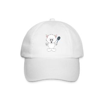 KATZE - KATER - FEDERBALL - BADMINTON - SPORT - Baseballkappe - Weiß/Weiß - Vorne
