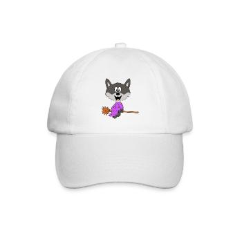 WOLF - HEXE - HEXENBESEN - HALLOWEEN - Baseballkappe - Weiß/Weiß - Vorne