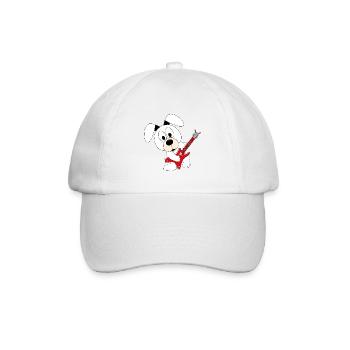 HUND - GITARRE - MUSIK - TIER - KIND - BABY - Baseballkappe - Weiß/Weiß - Vorne