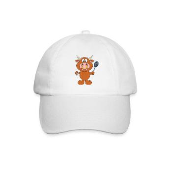 BULLE - STIER - RIND - KUH - FEDERBALL - BADMINTON - Baseballkappe - Weiß/Weiß - Vorne