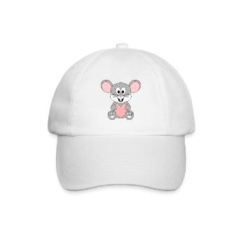 MAUS - LIEBE - LOVE - TIER - TIERISCH - Baseballkappe - Weiß/Weiß - Vorne