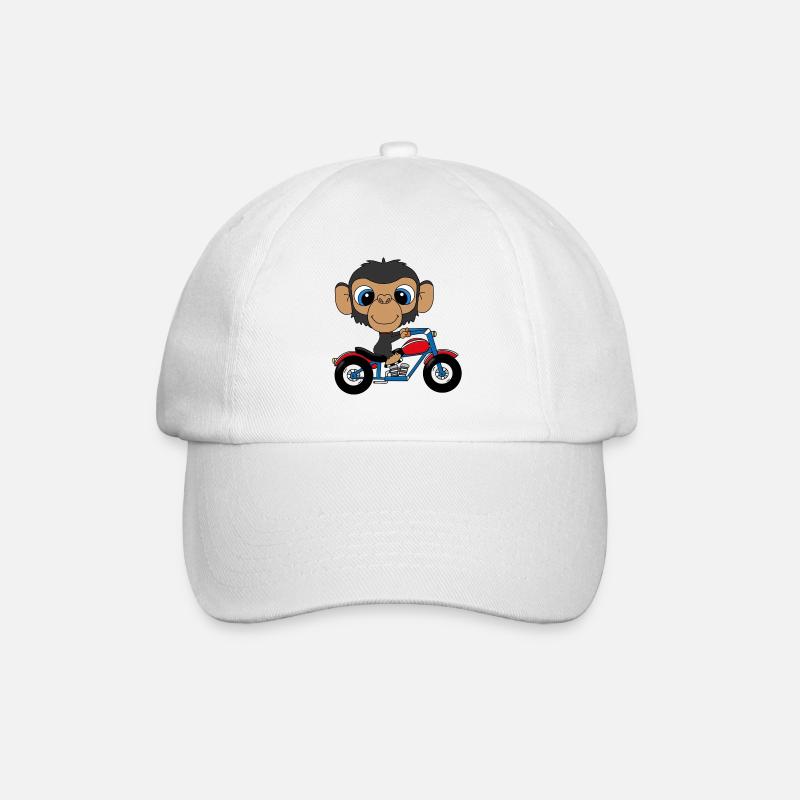 AFFE - MOTORRAD - BIKER - MOTORSPORT - TIER - Baseballkappe - Weiß/Weiß