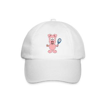 TENNIS - SCHWEIN - TIER - TIERISCH - SPORT - Baseballkappe - Weiß/Weiß - Vorne