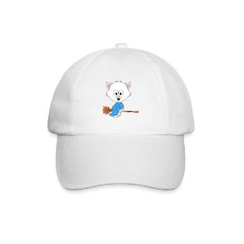KATZE - HEXE - TIER - TIERISCH - KIND - BABY - Baseballkappe - Weiß/Weiß - Vorne