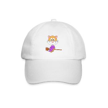 HEXE - HAMSTER - HEXENBESEN - TIER - KIND - BABY - Baseballkappe - Weiß/Weiß - Vorne