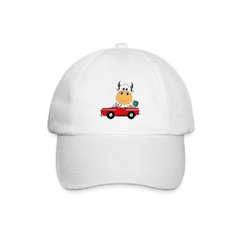KUH - AUTO - WELTENBUMMLER - REISE - AUTO - TIER - Baseballkappe - Weiß/Weiß - Vorne