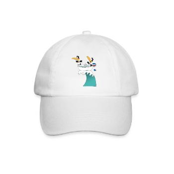 PINGUINE - WELLENREITER - BOOT - SURFER - LIEBE - Baseballkappe - Weiß/Weiß - Vorne