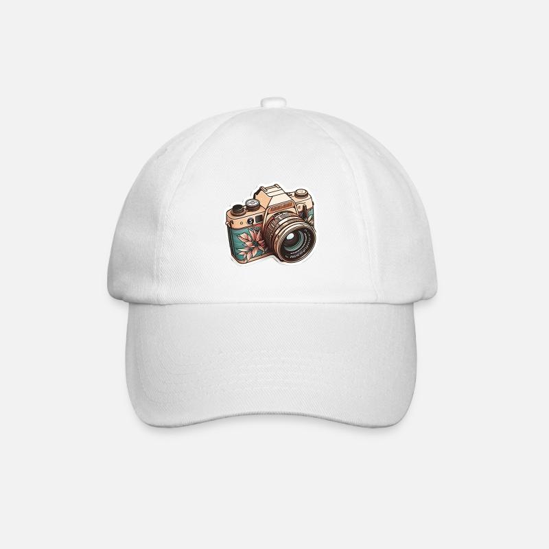 Flower-Power-Kamera - Baseballkappe - Weiß/Weiß