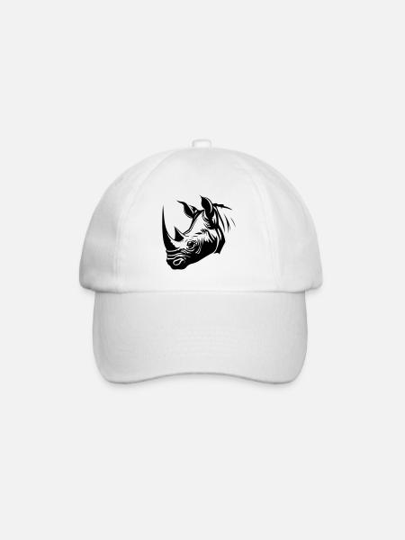 Nashorn Tier Silhouette - Baseballkappe - Weiß/Weiß