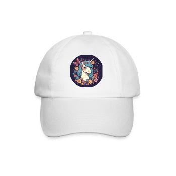 Elegant unicorn with butterfly flowers - Baseball Cap - white/white - Front
