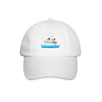 KAPITÄN - BOOT - SCHIFF - PINGUIN - MEER - Baseballkappe - Weiß/Weiß - Vorne