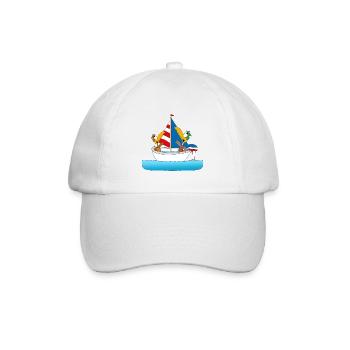 SEGELN - BOOT - SCHIFF - ENTEN - KAPITÄN - MEER - Baseballkappe - Weiß/Weiß - Vorne