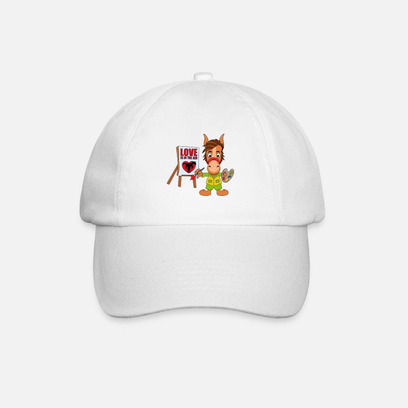 PFERD - PONY - KÜNSTLER - MALER - LIEBE - Baseballkappe - Weiß/Weiß