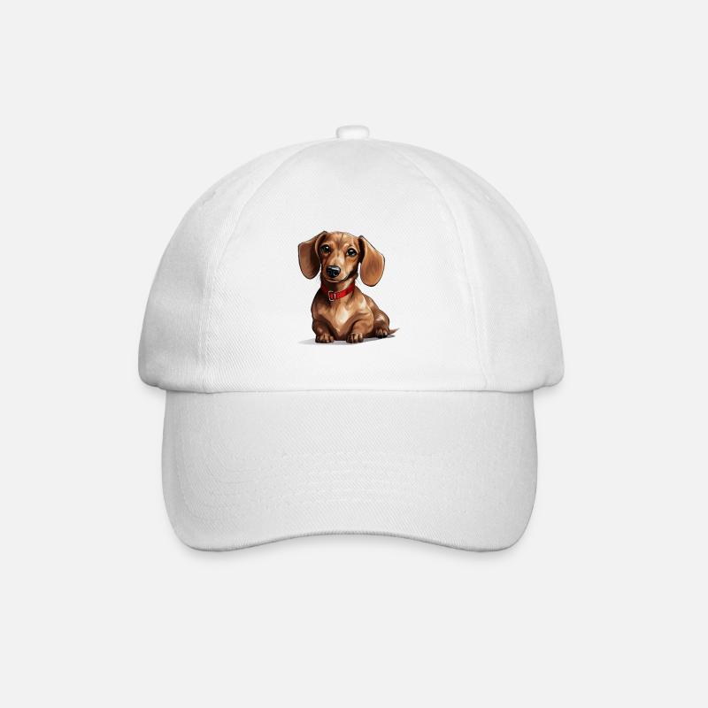 Dachshund - Baseball Cap - white/white