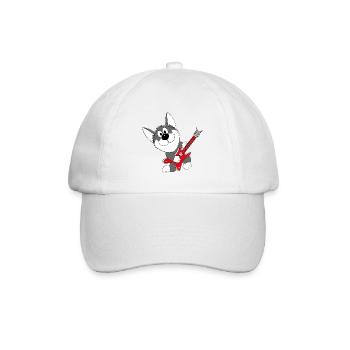 GITARRE - MUSIK - HUND - SCHLITTENHUND - HUSKY - Baseballkappe - Weiß/Weiß - Vorne