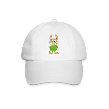 HASE - KANINCHEN - KLEEBLATT - TIER - Baseballkappe - Weiß/Weiß - Vorne