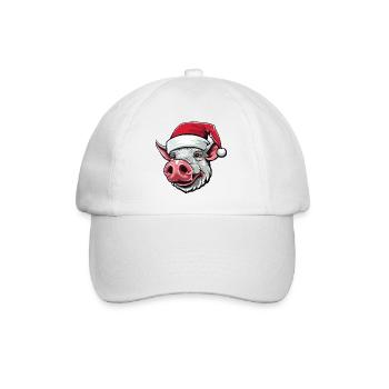 Pig Head Sow Christmas Portrait - Baseball Cap - white/white - Front