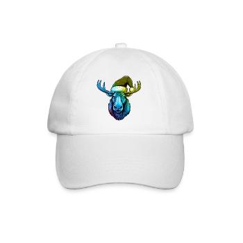 Moose Head Christmas Portrait Colorful - Baseball Cap - white/white - Front