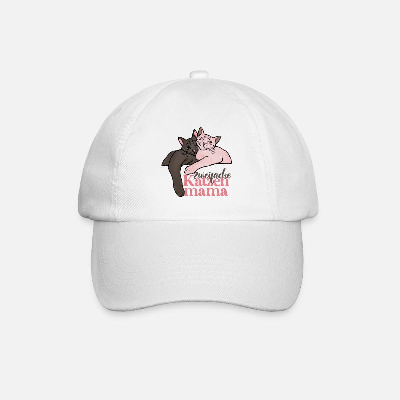 zweifache Katzenmama - Baseballkappe - Weiß/Weiß