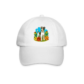 Chien Fox terrier au jardin - Casquette classique - blanc/blanc - Devant
