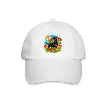 Large Beauceron dog - version with uncropped ears - Baseball Cap - white/white - Front