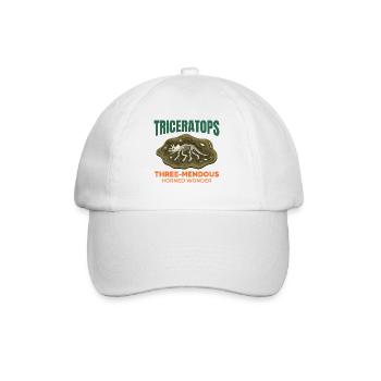 Triceratops Dinosaurier Dino Paläontologie Fossil - Baseballkappe - Weiß/Weiß - Vorne