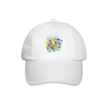 Colorful blobs of paint splatter - Baseball Cap - white/white - Front
