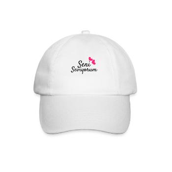 Seni Seviyorum Türkisch Geschenkidee - Baseballkappe - Weiß/Weiß - Vorne