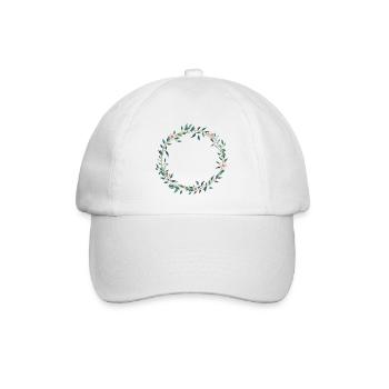 Flowers leaves wreath- customizable - Baseball Cap - white/white - Front