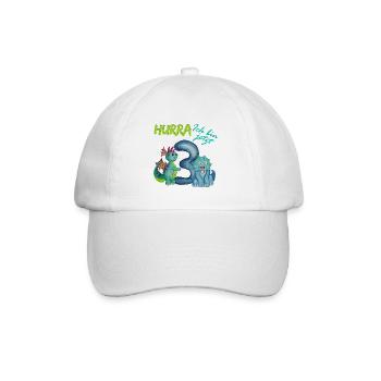Dino, Geburtstag Hurra ich bin jetzt 3 Dinos - Baseballkappe - Weiß/Weiß - Vorne
