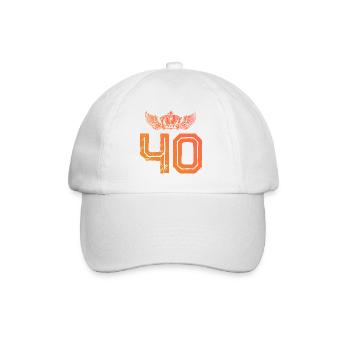 40 Zahl Krone - Baseballkappe - Weiß/Weiß - Vorne