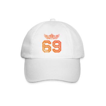 69 Zahl Krone - Baseballkappe - Weiß/Weiß - Vorne