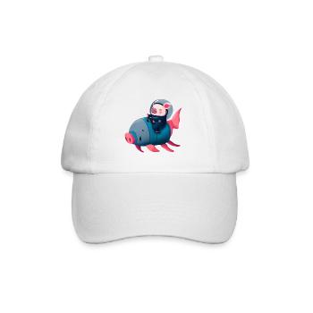 Pig Astronaut on Pig Rocket - Baseball Cap - white/white - Front