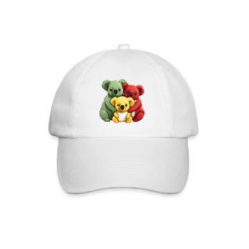 Bunte Koala-Familie, Rotes, Gelbes und Grünes - Baseballkappe - Weiß/Weiß - Vorne