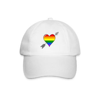 Herz und Pfeil Liebe Regenbogenflagge - Baseballkappe - Weiß/Weiß - Vorne