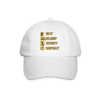 EAT SLEEP RUGBY REPEAT - Baseball Cap - white/white - Front