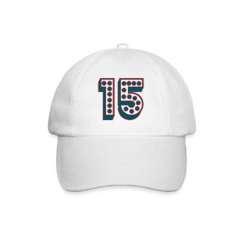 15. 15 ANS. 15e ANNIVERSAIRE. ANNIVERSAIRE 15 ANS. - Casquette classique - blanc/blanc - Devant