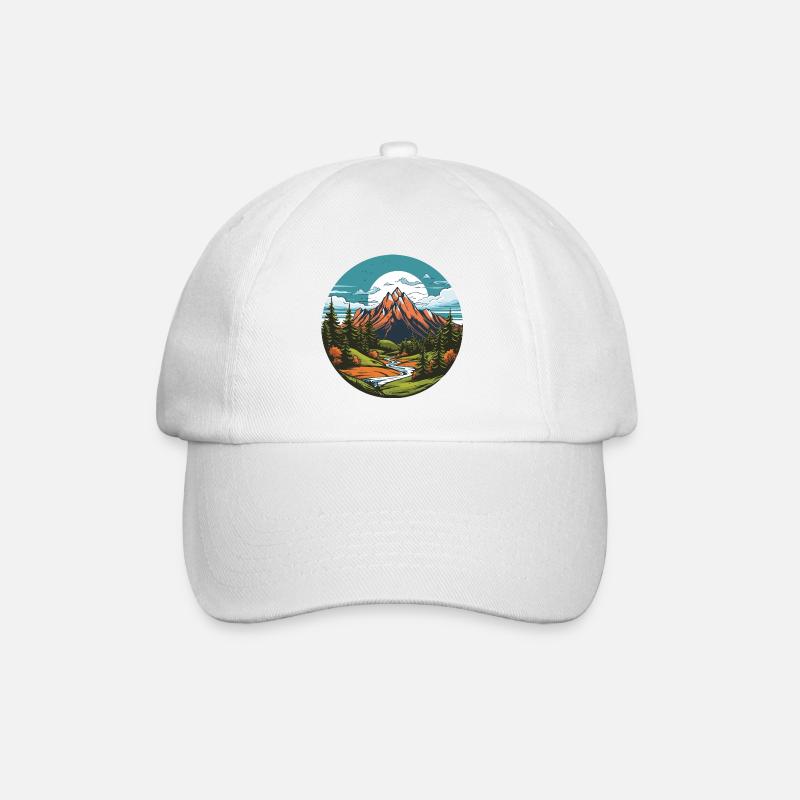 Berge Landschaft Kreis - Baseballkappe - Weiß/Weiß