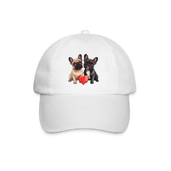 Französische Buldogge Hunde Paar Verliebt Valentin - Baseballkappe - Weiß/Weiß - Vorne