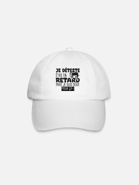 je deteste etre en retard mais doué pour ça - Casquette classique - blanc/blanc