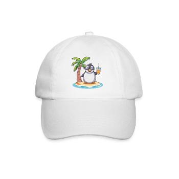 Penguin Summer Beach Vacation - Baseball Cap - white/white - Front
