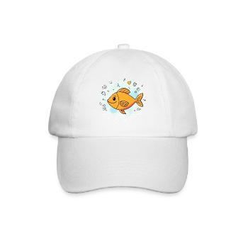 Poisson d'Avril - Orange Cartoon Fish, April 1st - Baseball Cap - white/white - Front
