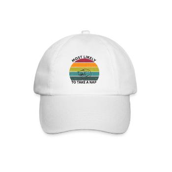 Most likely to take a nap - sleeping cat - Baseball Cap - white/white - Front