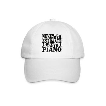 Never underestimate a guy with a piano - Baseball Cap - white/white - Front