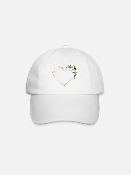 Herz Blumen personalisierbar - Baseballkappe - Weiß/Weiß