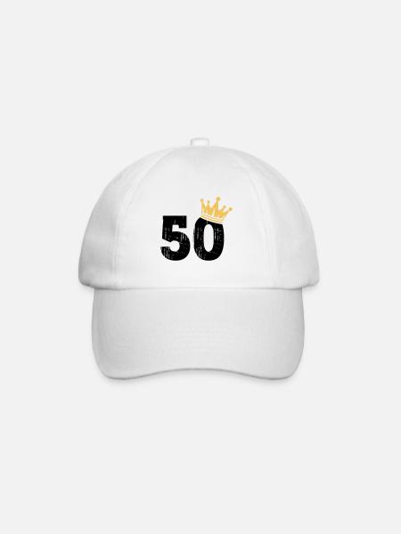 50 Krone 50. Geburtstag 50 Jahre - Baseballkappe - Weiß/Weiß